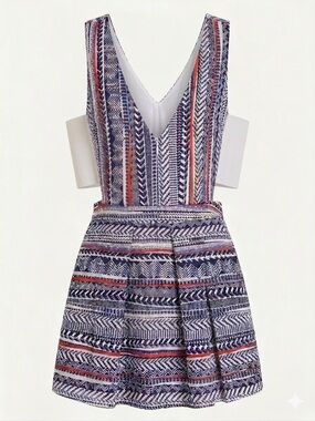 Sugar + Lips Geometric Aztec V-Neck Skort Romper Side Cut-Outs